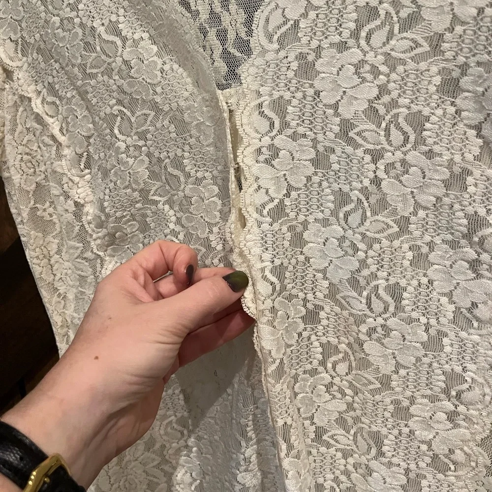 CAbi Cream Lace V-Neck Top - Picture 2 of 4